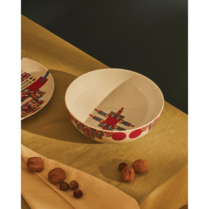 Alessi Holyhedrics Pastry And Nut Bowl In Decorated Porcelain