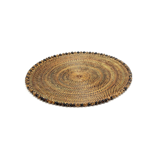 Load image into Gallery viewer, Calaisio Tortoise Round Placemat with Beads - Set of 4
