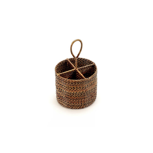 Calaisio Woven Utensil Caddy Round with Dividers