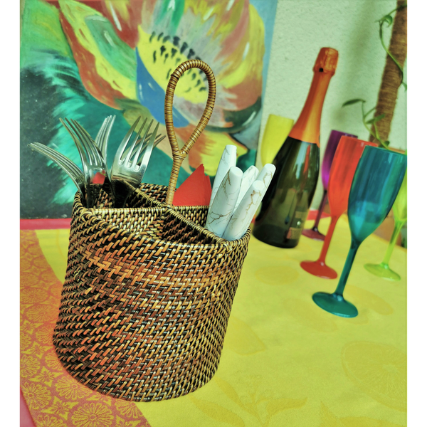 Load image into Gallery viewer, Calaisio Woven Utensil Caddy Round with Dividers
