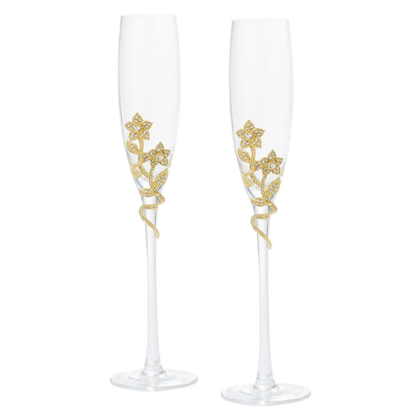 Load image into Gallery viewer, Olivia Riegel Gold Flora Flute (Set of 2)
