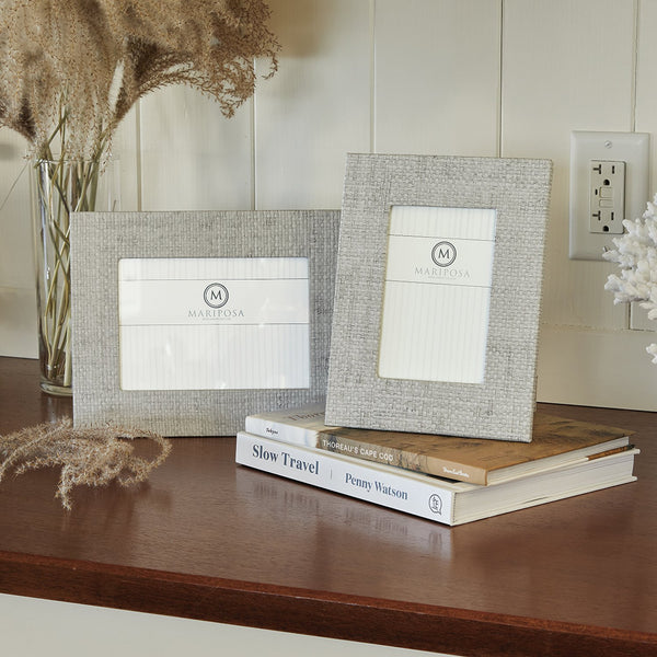 Load image into Gallery viewer, Mariposa Pale Gray Faux Grasscloth 5x7 Frame
