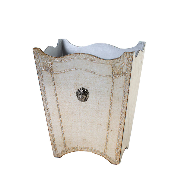 Load image into Gallery viewer, Arte Italica Florentino Leone Wooden Waste Basket, Antique Silver
