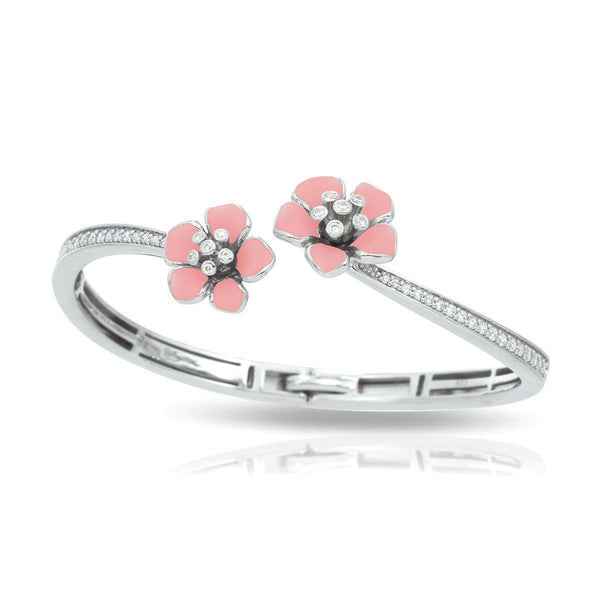 Load image into Gallery viewer, Belle Etoile Forget Me Not Bangle - Rose Quartz
