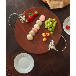 Mary Jurek Design Ginkgo Wood Platter with Handles 14"