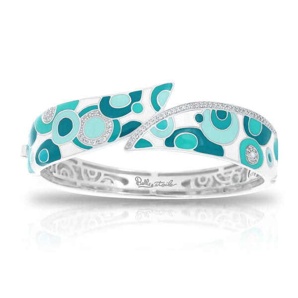 Load image into Gallery viewer, Belle Etoile Groovy Bangle - White &amp; Aqua
