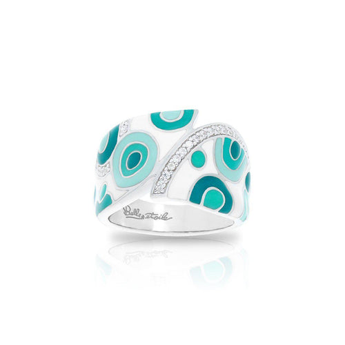 Belle Etoile Groovy Ring - White & Aqua