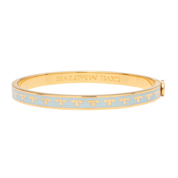 Load image into Gallery viewer, Halcyon Days &quot;Skinny Bee Forget-Me-Not Blue &amp; Gold&quot; Bangle
