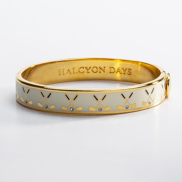 Load image into Gallery viewer, Halcyon Days &quot;Golf Club Cream &amp; Gold&quot; Bangle
