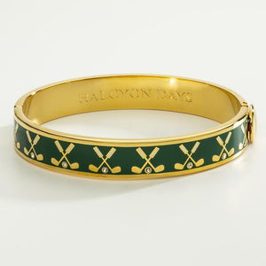 Halcyon Days "Golf Club Emerald & Gold" Bangle