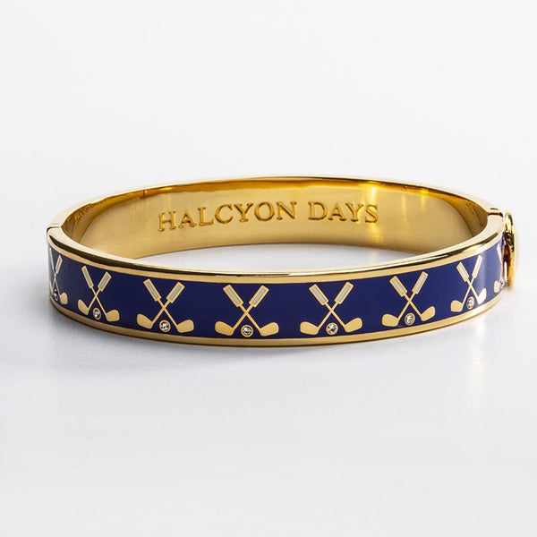 Load image into Gallery viewer, Halcyon Days &quot;Golf Club Deep Cobalt &amp; Gold&quot; Bangle
