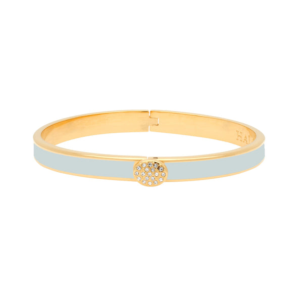 Load image into Gallery viewer, Halcyon Days &quot;Skinny Pave Button Forget-Me-Not Blue &amp; Gold&quot; Bangle
