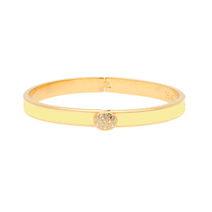 Halcyon Days "Skinny Pave Button Buttercup Yellow & Gold" Bangle