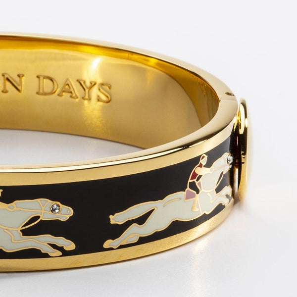 Load image into Gallery viewer, Halcyon Days &quot;Race Horse Black &amp; Gold&quot; Bangle
