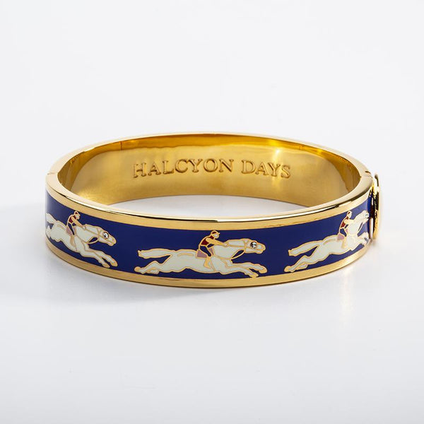 Load image into Gallery viewer, Halcyon Days &quot;Race Horse Deep Cobalt &amp; Gold&quot; Bangle
