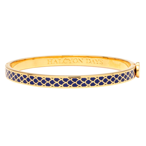 Load image into Gallery viewer, Halcyon Days &quot;Skinny Salamander Deep Cobalt &amp; Gold&quot; Bangle
