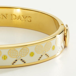 Halcyon Days "Tennis Racket & Ball Cream & Gold" Bangle