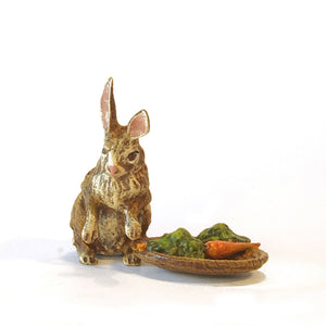 Rabbit with Carrots & Basket Vienna Bronze Figurine
