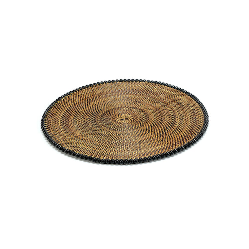 Calaisio Black Round Placemat with Beads - Set of 4