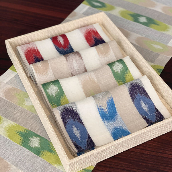Load image into Gallery viewer, Bodrum Linens Ikat - Linen Napkins - Set of 4
