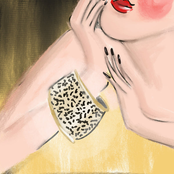 Load image into Gallery viewer, Halcyon Days 4cm Tug Rice Leopard - Gold Cuff

