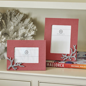 Mariposa Coral Linen with Coral Icon 5x7 Frame
