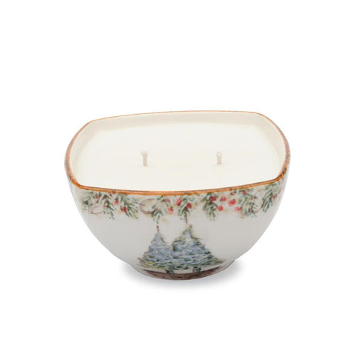 Arte Italica Natale Small Square Bowl with Candle