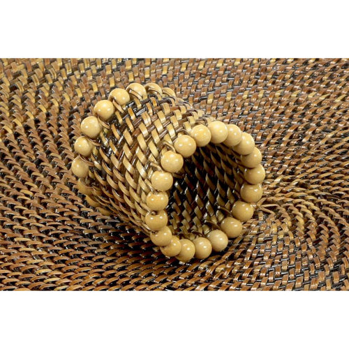 Calaisio Natural Napkin Ring with Beads - Set of 4