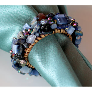 Calaisio Jeweled Napkin Ring, Blueberries, Set of 4