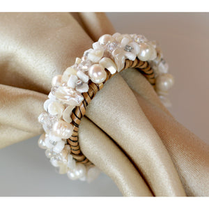 Calaisio Jeweled Napkin Ring, Crystal White, Set of 4