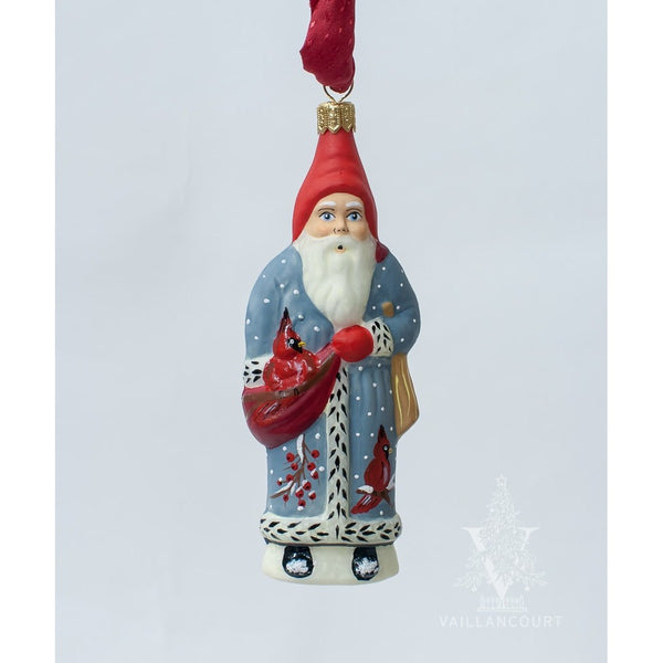 Load image into Gallery viewer, Vaillancourt Folk Art - Cardinal Coat Santa Ornament
