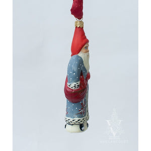 Vaillancourt Folk Art - Cardinal Coat Santa Ornament