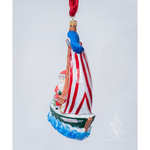 Vaillancourt Folk Art - Santa on St. Nicholas Nantucket Sailboat Ornament