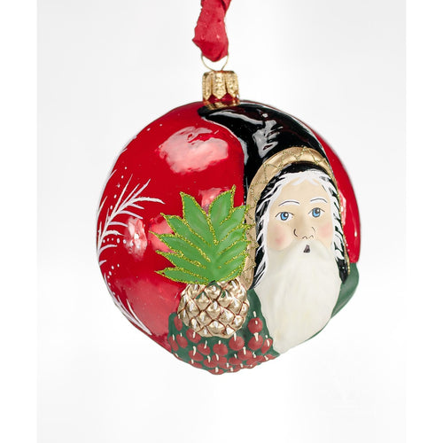 Vaillancourt Folk Art - Jingle Balls Glimmer Santa with Pineapple Ornament