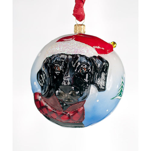 Vaillancourt Folk Art - Jingle Balls Santa Black Lab Ornament