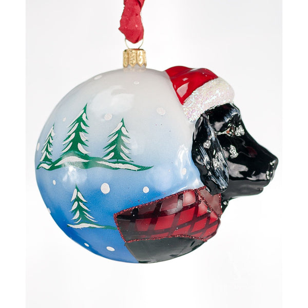 Load image into Gallery viewer, Vaillancourt Folk Art - Jingle Balls Santa Black Lab Ornament
