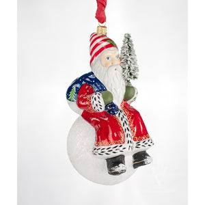 Vaillancourt Folk Art - Snow Balls Traditional Red Santa Ornament