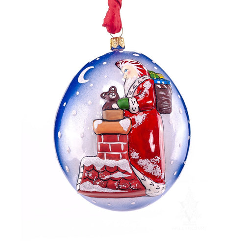 Vaillancourt Folk Art - Jingle Balls Santa on Chimney Ornament