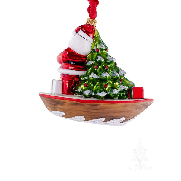 Load image into Gallery viewer, Vaillancourt Folk Art - Nantucket Santa on Dory Ornament
