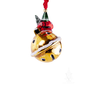 Vaillancourt Folk Art - Gold Bell Santa Ornament