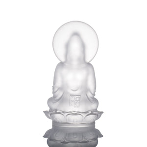 Liuli Crystal Guanyin Sculpture, Accompanied By Ease