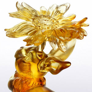 Liuli Spectacular Blossom of Mine (Success) - Crystal Bunny Rabbit Figurine