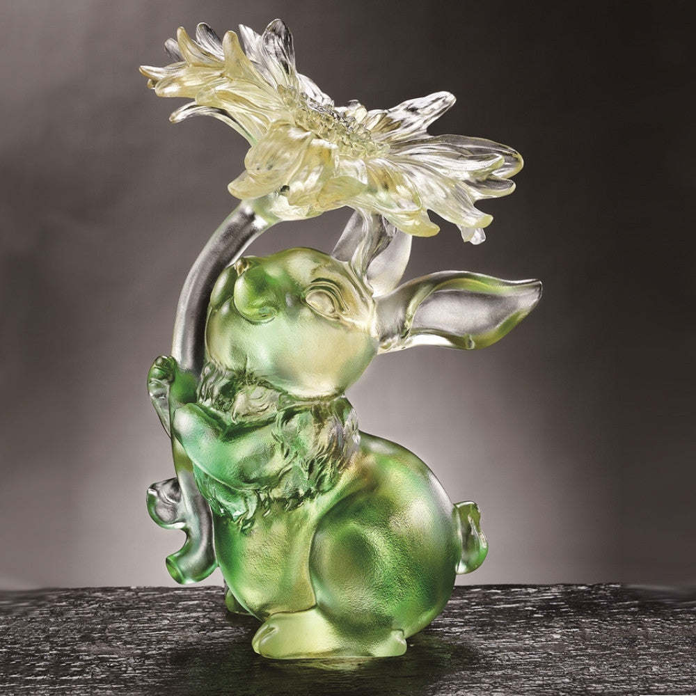 Liuli Spectacular Blossom of Mine (Success) - Crystal Bunny Rabbit Figurine