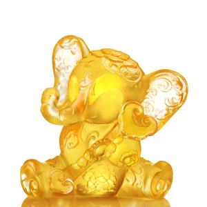 Liuli LIULI Crystal Elephant Sculpture, Lucky Little Elephant