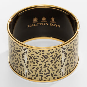 Halcyon Days 4cm Tug Rice Leopard - Gold Cuff