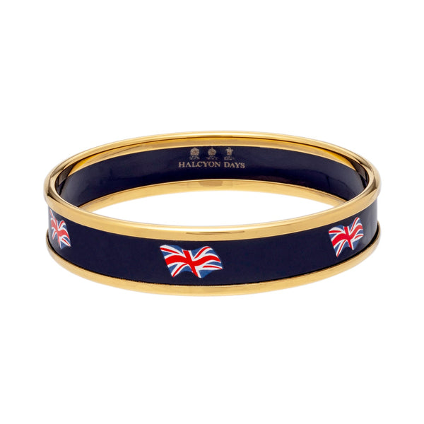 Load image into Gallery viewer, Halcyon Days 10mm The Union Jack - Navy &amp; Gold - Push On Bangle
