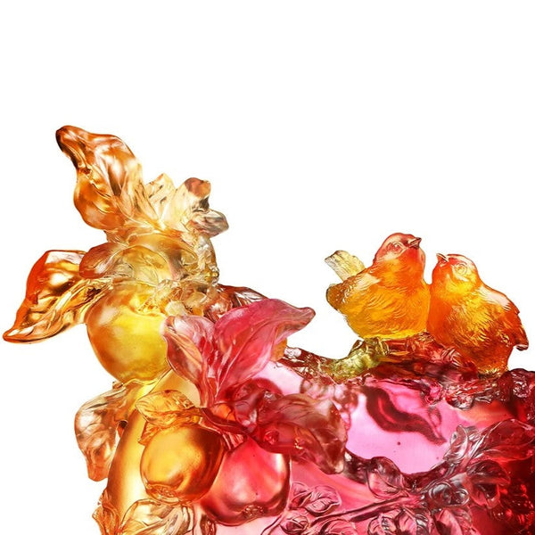 Load image into Gallery viewer, Liuli Crystal sculpture, birds, Happiness in Pairs
