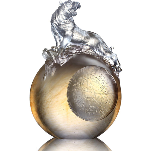 Liuli Crystal Animal, Tiger, Guardian, White Tiger of the West-Roar of the Tiger