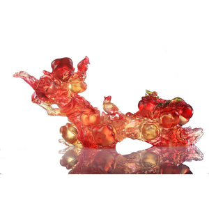 Liuli Crystal Ruyi Feng Shui with Magpie, Ruyi Charged with Joy