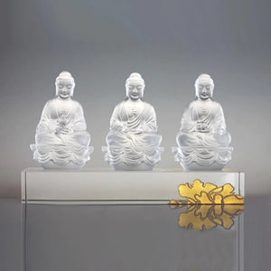 Liuli Crystal Buddha, Amitabha, Shakyamuni, Medicine, Guardians of Peace (Set of 3)
